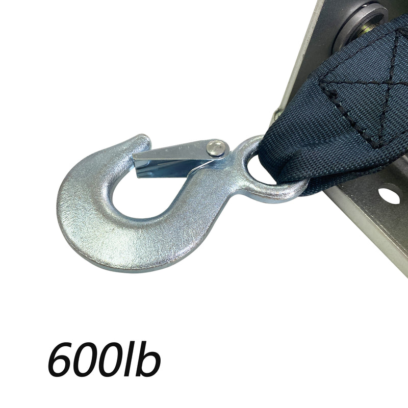 600lbs Capacity Heavy Duty Hand Winch,Nylon Strap Manual Portable Crank Winch