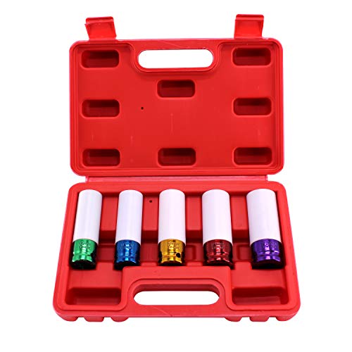 5-piece Thin Wall Impact Sockets, Durable Lug Nut Remover