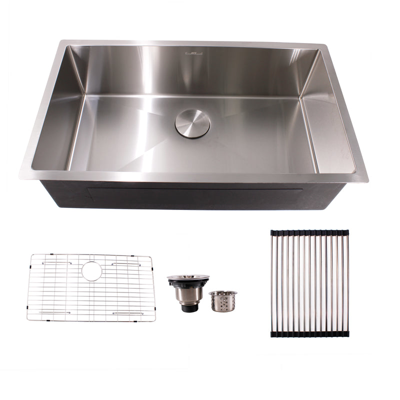 33X19X10IN Undermount 16 Gauge Tight Radius Stainless Steel Kitchen Sink
