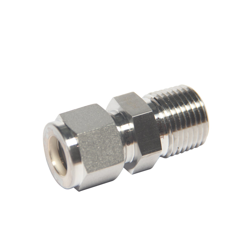 Compression Tube Fitting 1/2" Tube OD x 1/2" NPT Male Connector 316 Stainless Steel