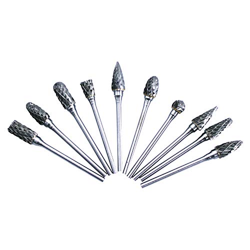 HFS (R) Double Cut Carbide Rotary Burr Set with 1/4-Inch Shank