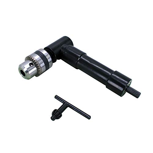 HFS (R) Cordless Right Angle Drill Attachment Adapter with 3/8" Keyed Chuck 8mm Hex Shank Power Tool Accessory