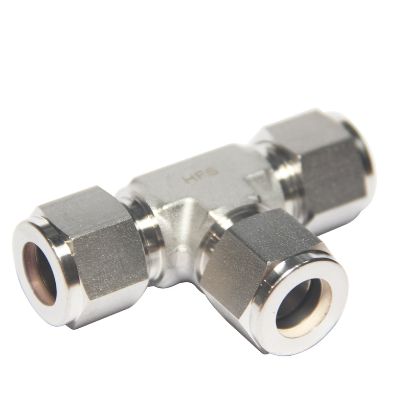 Compression Fitting Tee 1/2" x 1/2" x 1/2" Tube OD Stainless Steel 316