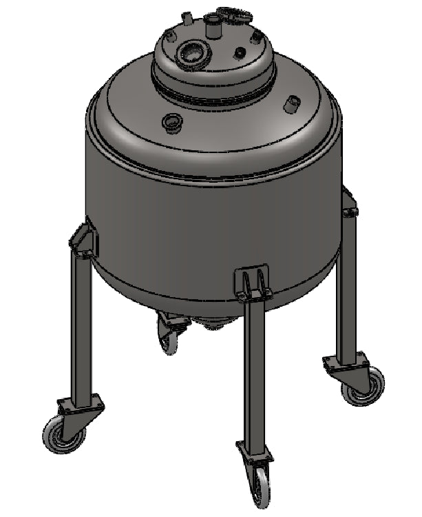 24X24 Bottom Spout Base With Spherical Lid And Jacketed ASME Standard